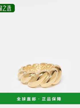 香港直邮ASOS 女士 bubble 防水不锈钢扭曲设计色调戒指(金色)