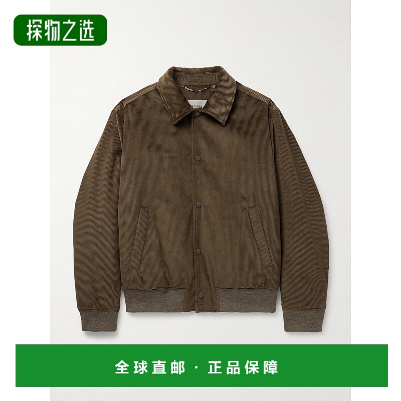 香港直邮Canali 康钠丽 男士 皮革边棉质灯芯绒宽身束腰夹克 SG03