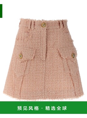 香港直邮Balmain 花呢迷你半身裙 CF1LA375XF91a字裙羊毛