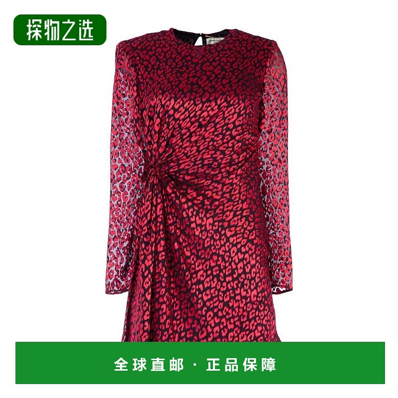 香港直邮Saint Laurent 真丝褶皱细节连衣裙 529399Y854T