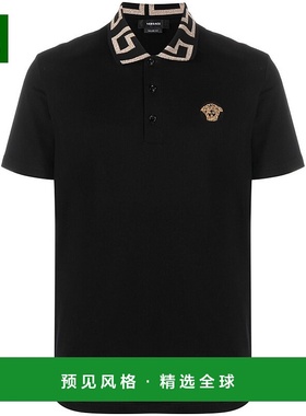 1h可退 香港直邮Versace 范思哲 男士 黑色 Greca Polo 衫 A87402