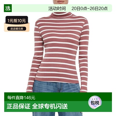 1h可退 【美国直邮】three dots 女士 上装T恤长袖条纹针织衫