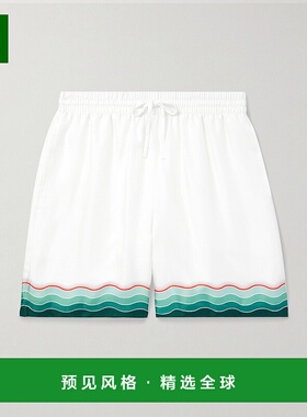 香港直邮Casablanca 男士 Montagne Ondulee 直筒印花斜纹丝绸短