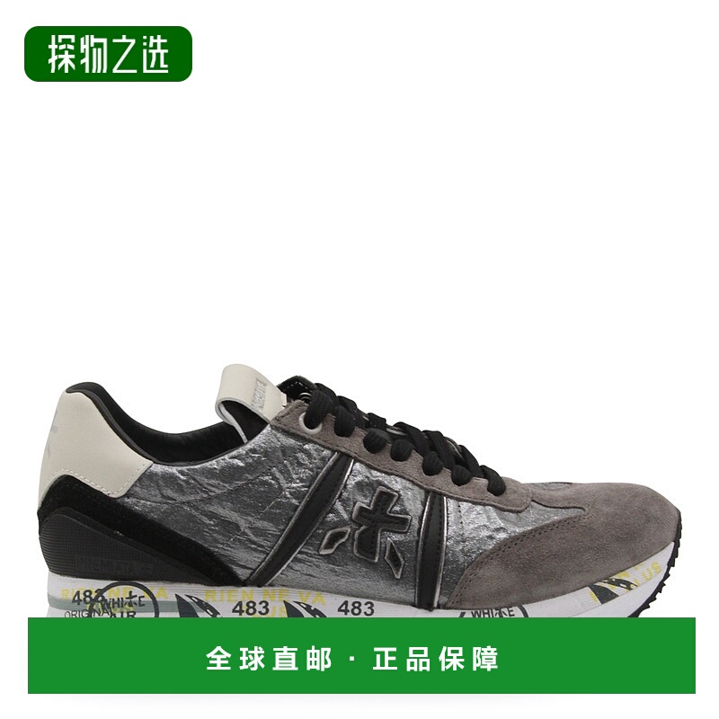香港直邮premiata 女士 CONNY 灰色皮质运动鞋 6986