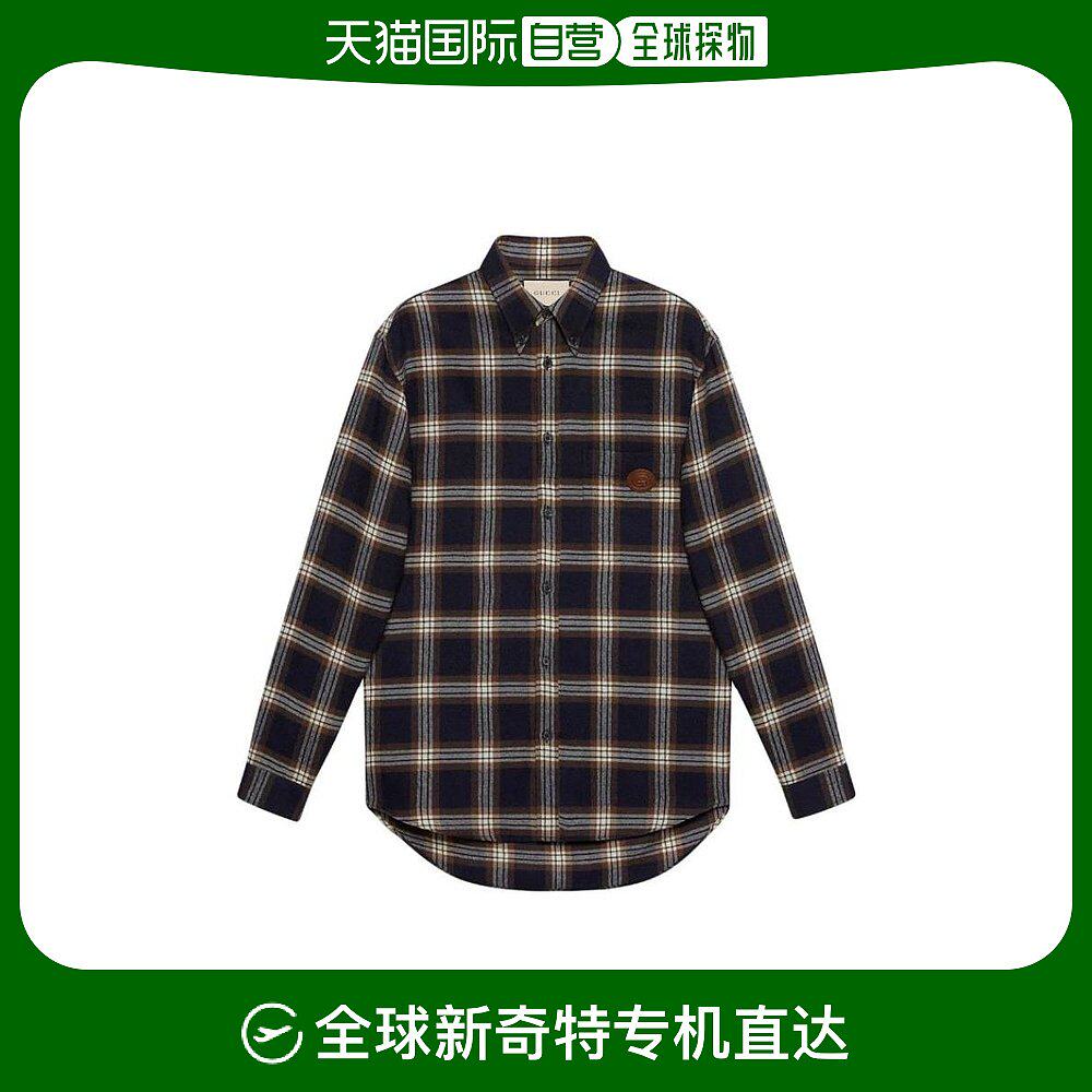 【99新未使用】香港直邮gucci 鹿晗同款 格纹衬衫 648854z8amj