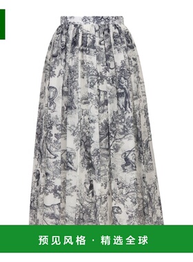 香港直邮Dior 图案半身裙 A字裙441J90A3877