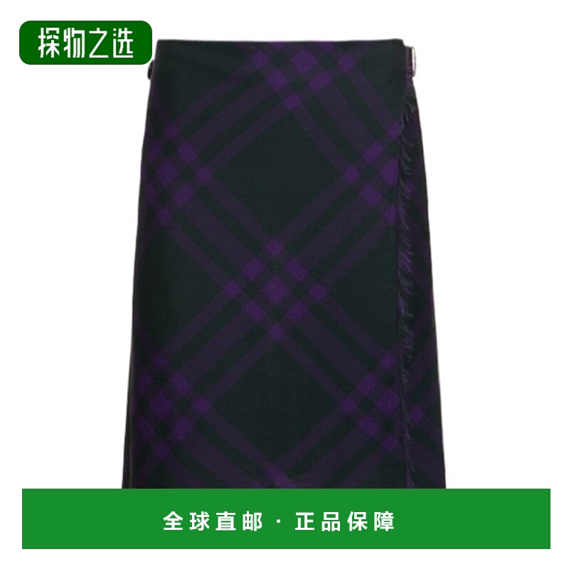 香港直邮Burberry 格纹裹身半身裙 78I-NGL003