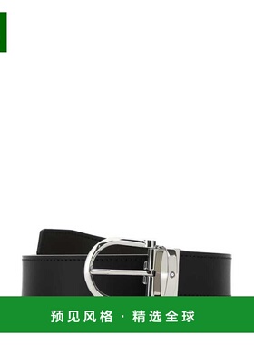 香港直邮MONTBLANC 男士腰带 128783BLACKBROWN CO 黑色 黑色徽标