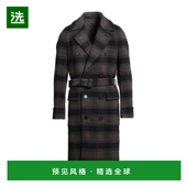 美国直邮 LARDINI 男装 1h可退 毛呢大衣 系腰带双排扣翻领外套