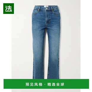 1h可退 香港直邮Frame Denim 女士 Ruler 短款磨破高腰细脚牛仔裤