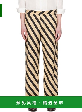 1h可退 香港直邮Bode 男士 黑色 & 米色 Domino Stripe 长裤 MRS2