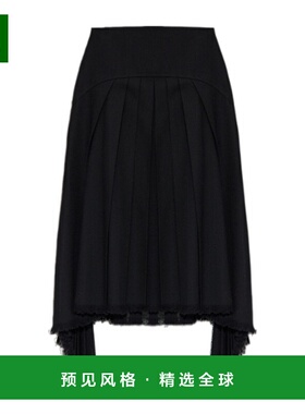 香港直邮Jil Sander 不对称褶皱羊毛半身裙中裙 J02MA0298J41557