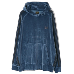 韩国直邮NEEDLES C/PE 丝绒烟蓝色连帽运动衫 2023年秋季 男士时