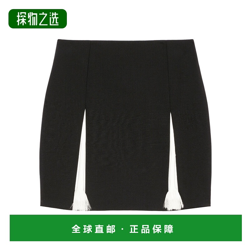 香港直邮Givenchy 撞色嵌饰羊毛和马海毛迷你半身裙 BW40N013QB