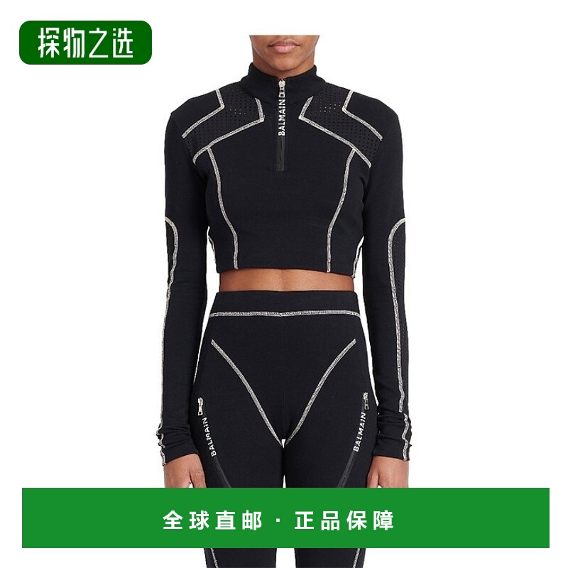 香港直邮Balmain 黑色徽标针织衫 YF1AR151JD58长袖