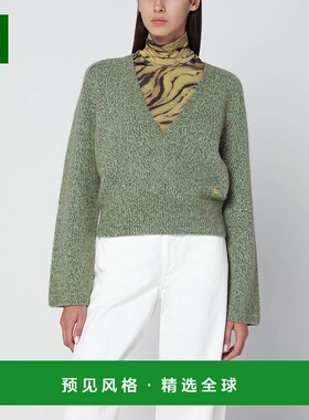 香港直邮GANNI 甘尼 女士 WOOLBLEND 绿色织纹毛衣 K26212731