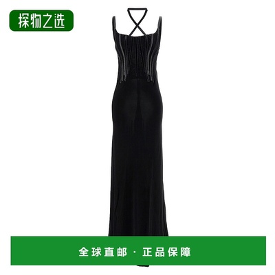 香港直邮Dsquared2 二次方 女士 黑色绉纱长款连衣裙 S72CV0670S2