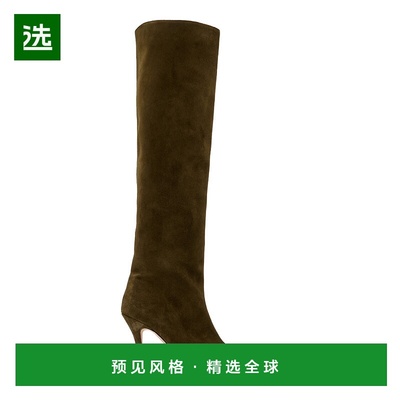 1h可退 香港直邮Staud 女士 Cami 绒面革及膝靴子 green绿色 舒适