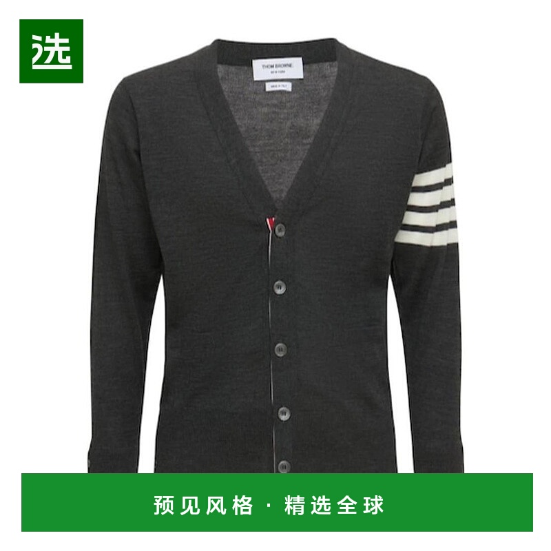 香港直邮Thom Browne 嵌花条纹羊毛针织开衫 74I-LA9055