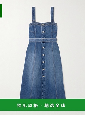 香港直邮Simkhai 女士 Alba 束带弹力牛仔中长连衣裙 3251032DNTR