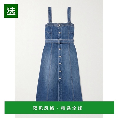 香港直邮Simkhai 女士 Alba 束带弹力牛仔中长连衣裙 3251032DNTR