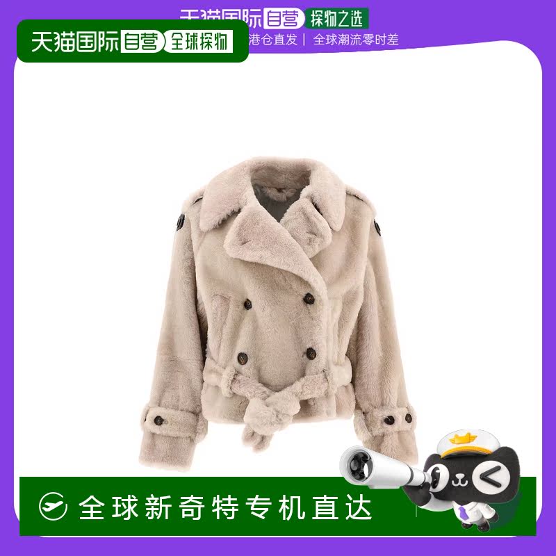 香港直邮Brunello Cucinelli 腰带双排扣皮草 M