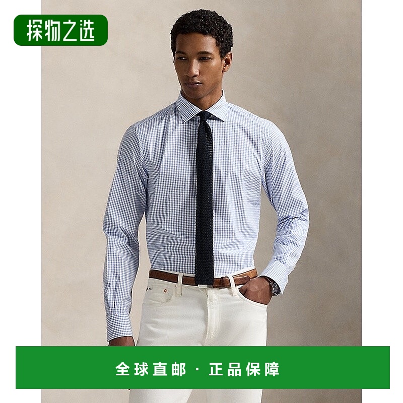 欧洲直邮RALPH LAUREN拉夫劳伦 Polo经典版型府绸格纹衬衫