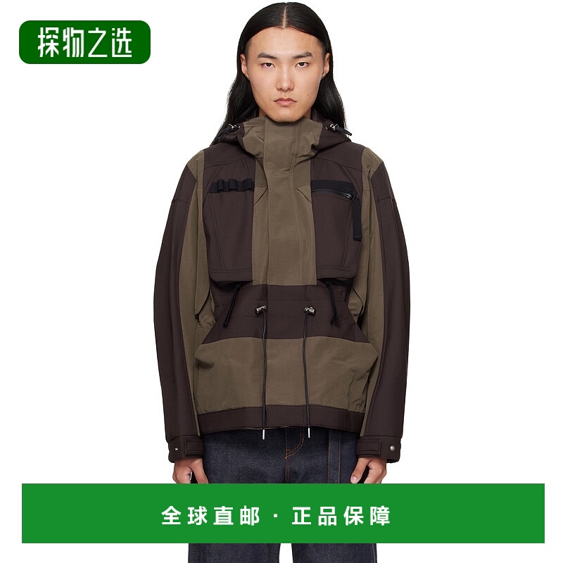 香港直邮Sacai 男士 棕色 & 卡其色 Suiting Bonding Grosgrain