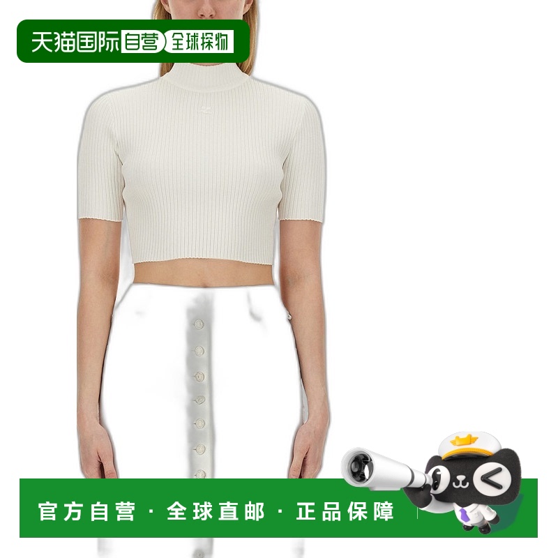 欧洲直邮COURREGES 女士针织毛衣124MPU135FI00010001短袖高领