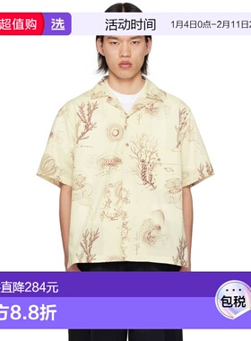 1h可退 香港直邮Wooyoungmi 吴阳米 男士 灰白色印花衬衫 W241SH2