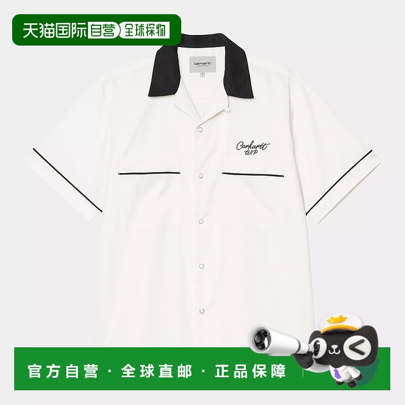 自营欧洲直邮Carhartt Wip 男士白色天丝/棉短袖衬衫宽松