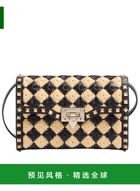 香港直邮Valentino ROCKSTUD 刺绣合成拉菲草小号单肩包 WB0R43FF