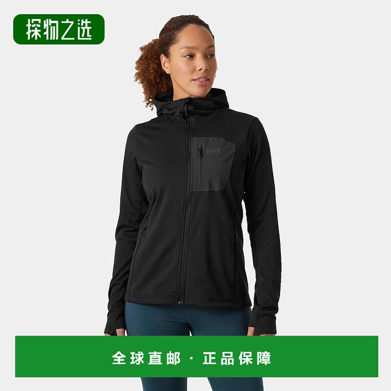 自营欧洲直邮Helly Hansen 女士黑色聚酯Versalite连帽抓绒夹克