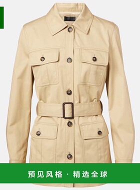 1h可退 香港直邮NILI LOTAN 女士 Mila 束带棉质夹克 green绿色