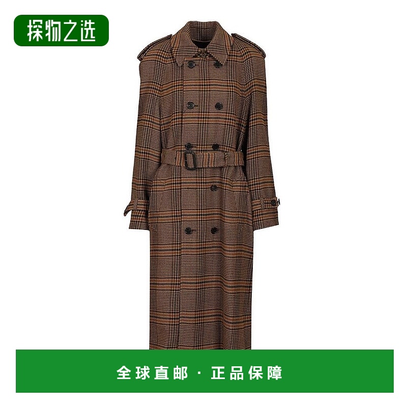 香港直邮Saint Laurent 圣罗兰 女士 双排扣威尔士王子羊毛大衣 8