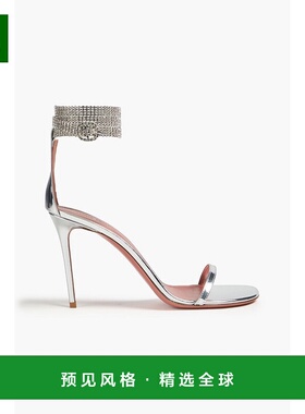 1h可退 香港直邮Amina Muaddi 女士 Giorgia 水晶装饰金属感皮质