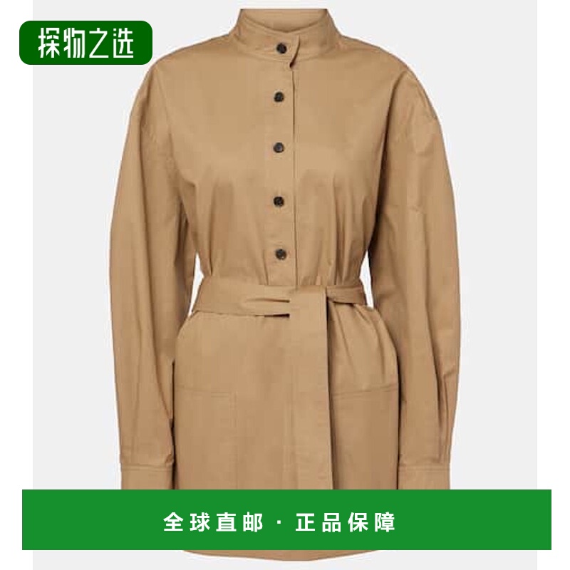 1h可退 香港直邮Saint Laurent 圣罗兰 女士 serge 束带棉质长衫