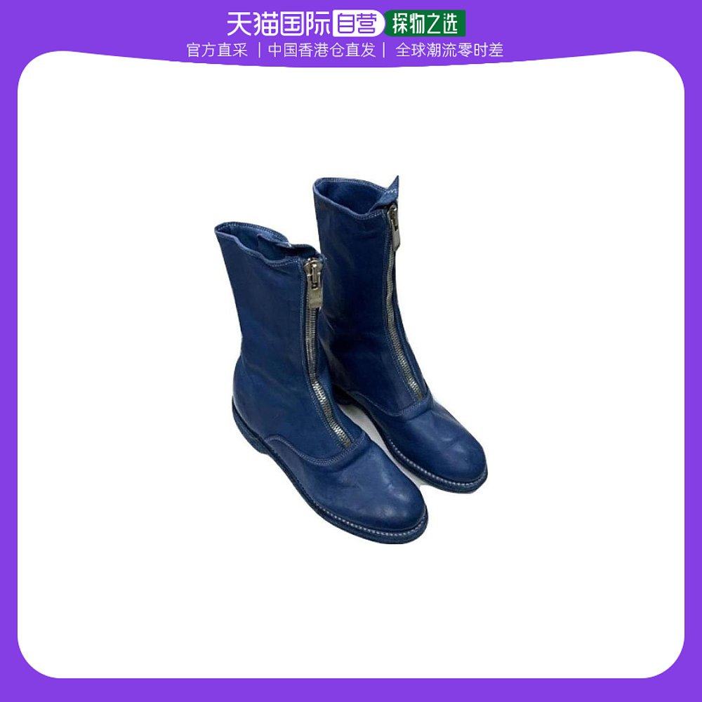 香港直邮guidi 310 正面拉链靴子 310shfgblue尖头羊皮