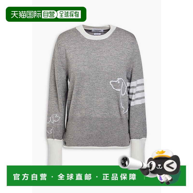 1h可退 香港直邮Thom Browne 汤姆·布朗 女士 嵌花羊毛毛衣 FKA4