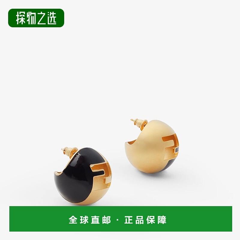 1h可退 欧洲直邮FENDI (2025) Fendi Sphera 耳环 - 金色和黑色耳