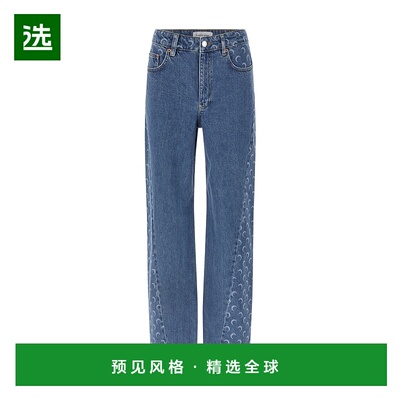 香港直邮Marine Serre 直筒牛仔裤 WPA169ACDEN0002BL