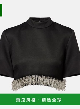 1h可退 香港直邮Simkhai 女士 Jalen 精饰短款上衣 black黑色 舒