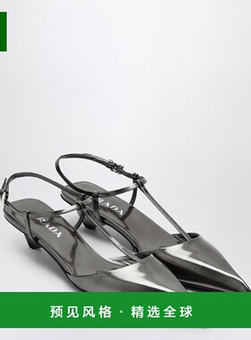 香港直邮Prada 普拉达 女士 煤炭黑灰色漆皮露跟浅口鞋 1I535N035