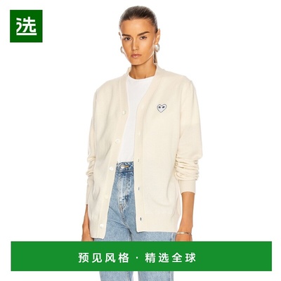 1h可退 香港直邮comme des garcons play 女士 白色心形针织开衫