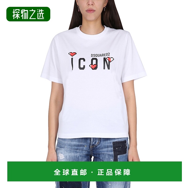 香港直邮Dsquared2 二次方 女士 标志印花T恤 S80GC0059S23009