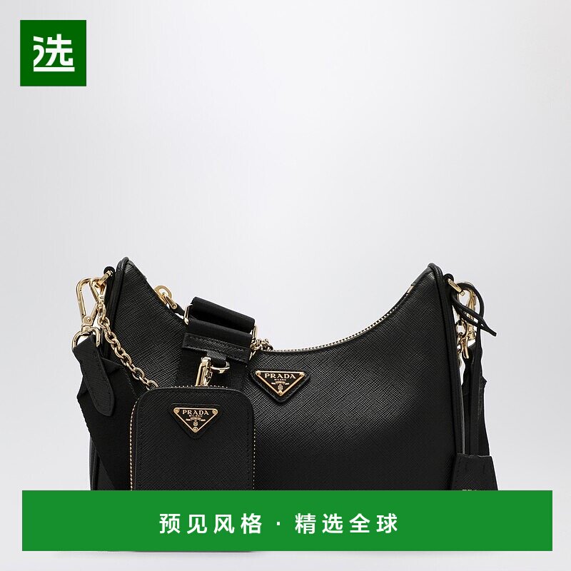 1h可退 香港直邮Prada 普拉达 女士 Re-Edition 2005 黑色皮革包