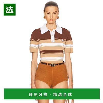 1h可退 香港直邮Casablanca 女士 Chicano 条纹Polo衫 UWS25KW907
