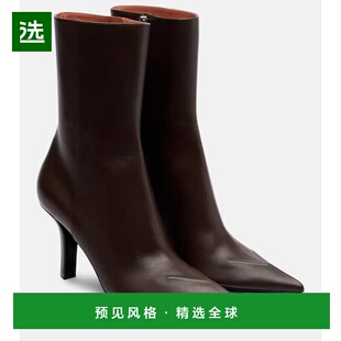 1h可退 香港直邮Amina Muaddi 女士 Christine 80 皮质短靴