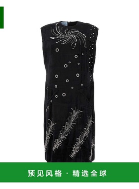 香港直邮Prada 普拉达 女士 黑色天鹅绒连衣裙 P3M43RSOOO14YR