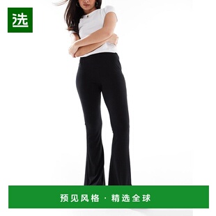 1h可退 香港直邮ASOS 女士 lettuce 设计罗纹喇叭型下摆裤子(黑色